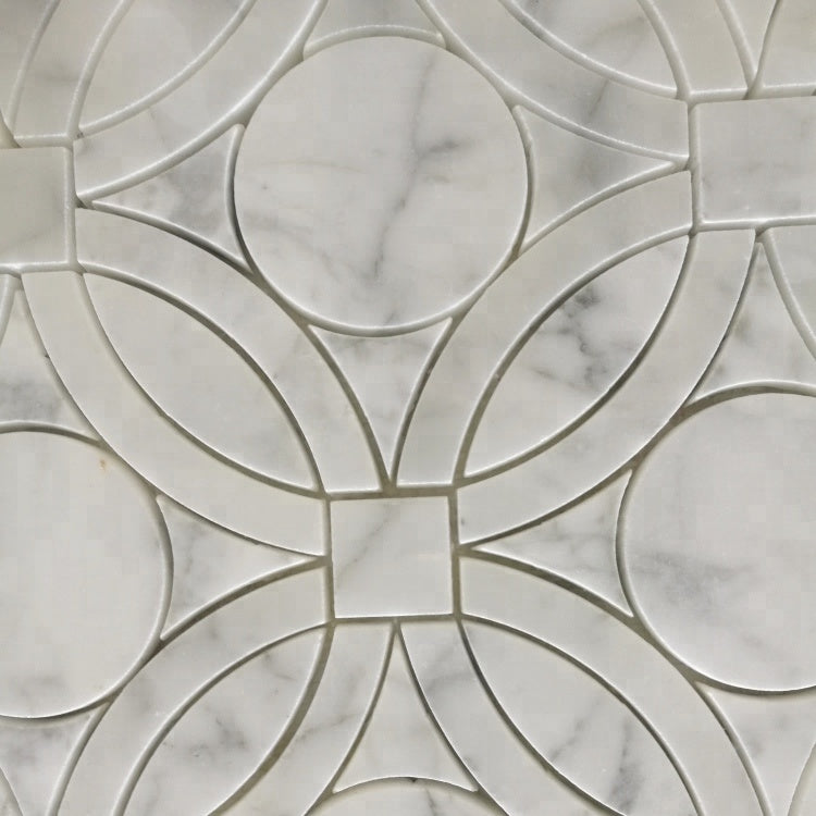Gạch mosaic hình tròn bằng đá cẩm thạch trắng Calacatta thiết kế sang trọng dành cho thiết kế nội thất
