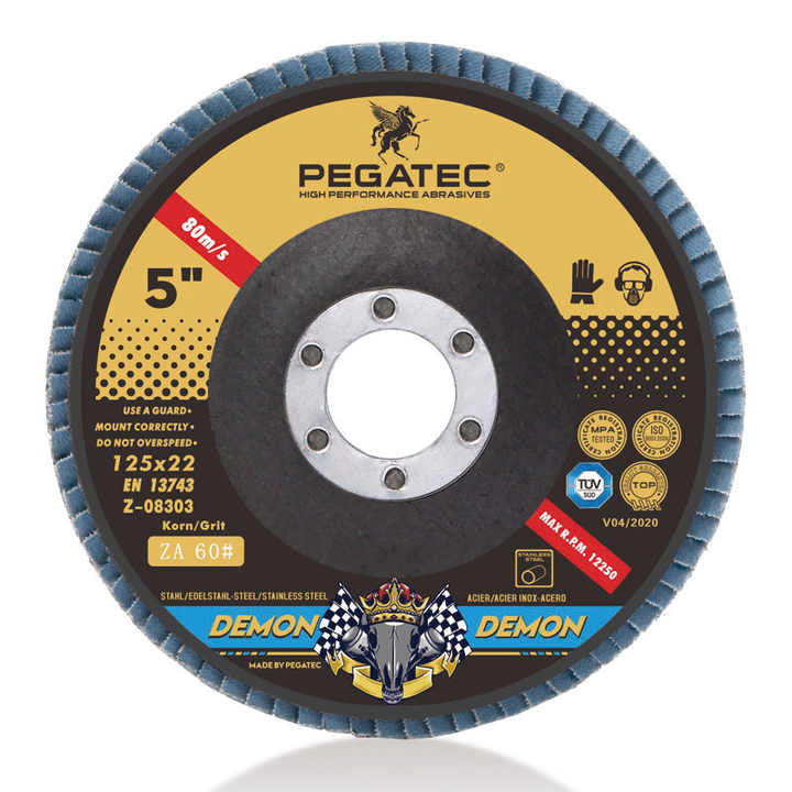 Đĩa mài 5&#39;&#39; 125x22mm PEGATEC DEMON Zirconia Aluminum dùng để đánh bóng thép không gỉ