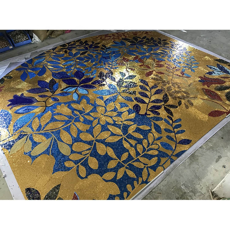 Tranh khảm kính trang trí lá sang trọng