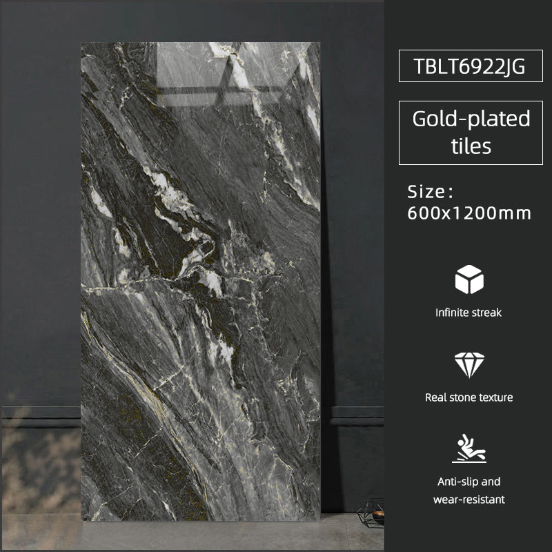 Gạch Porcelain tráng men bóng vân đá chất lượng cao cấp 600x1200mm, dày 10mm, dùng cho sàn bếp, khách sạn, gia đình.