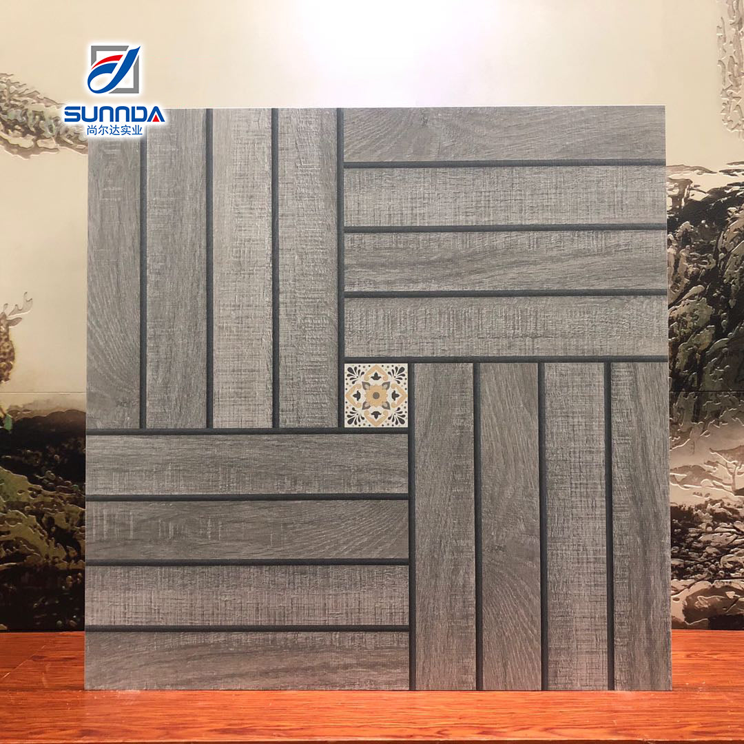 Gạch lát nền Porcelain Trung Quốc giả gỗ thô mộc chống trượt 60x60cm lát ngoài trời