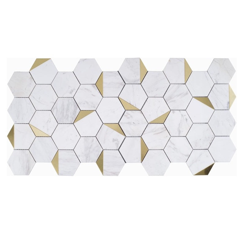 Buyers Tấm Gạch Mosaic Lục Giác Hiện Đại Bằng Đá Cẩm Thạch Tự Nhiên Đa Sắc Đánh Bóng, Cho Tường Và Sàn Nội Thất, Đa Dạng Màu Sắc