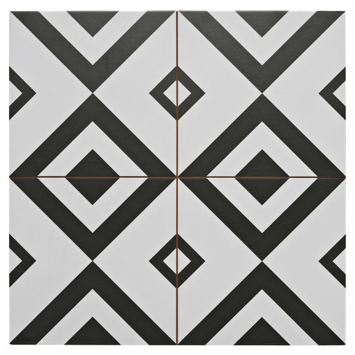 Nghệ thuật gạch men ghép nối hình học Hiện đại Họa tiết ô vuông Đen Trắng Màu gạch nung cho Tường Bếp Phòng tắm và Viền Sàn Nội thất