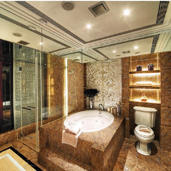 Tấm đá cẩm thạch đôlômit nâu thiết kế hiện đại và gạch mosaic cắt tia nước họa tiết vân mưa, làm từ đá tự nhiên đánh bóng, thân thiện môi trường, dùng cho tường và sàn phòng khách