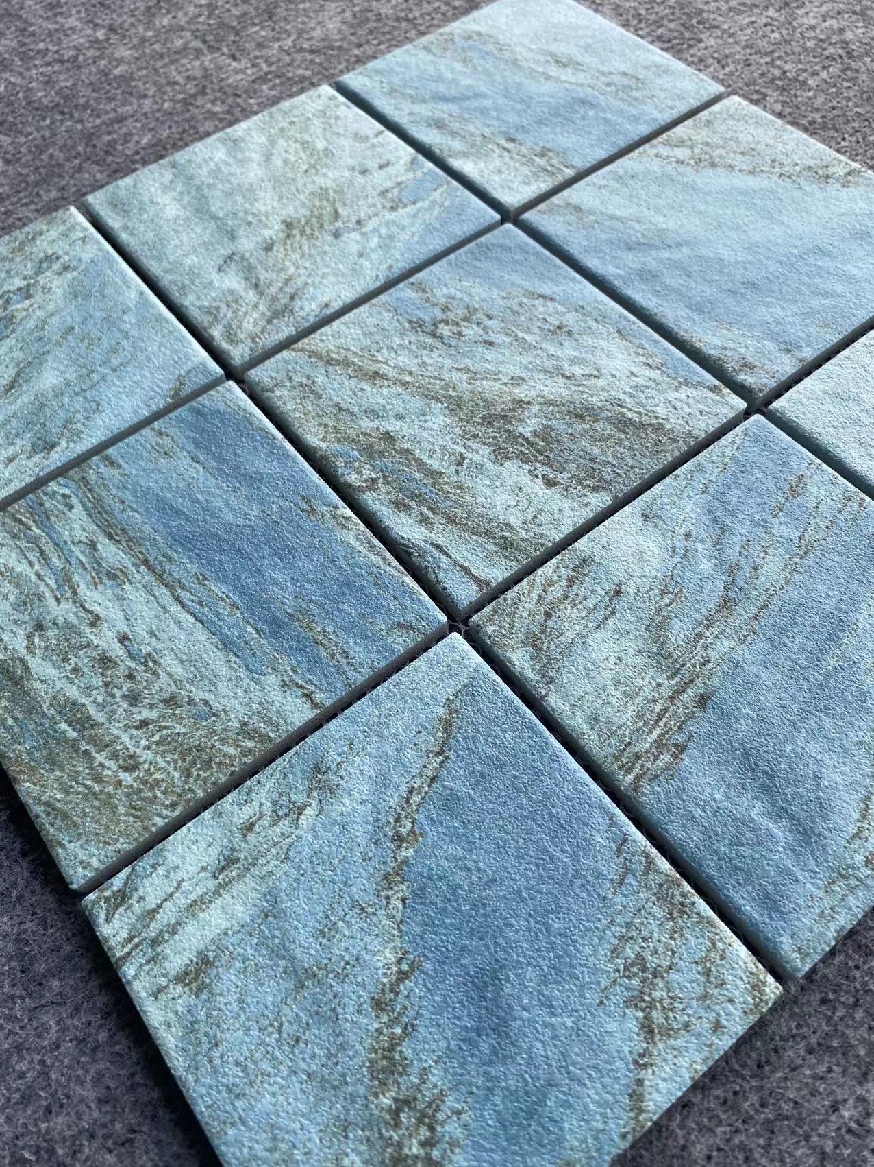 Gạch sứ mosaic men gốm xanh lục vân đá Sukabumi cho hồ bơi