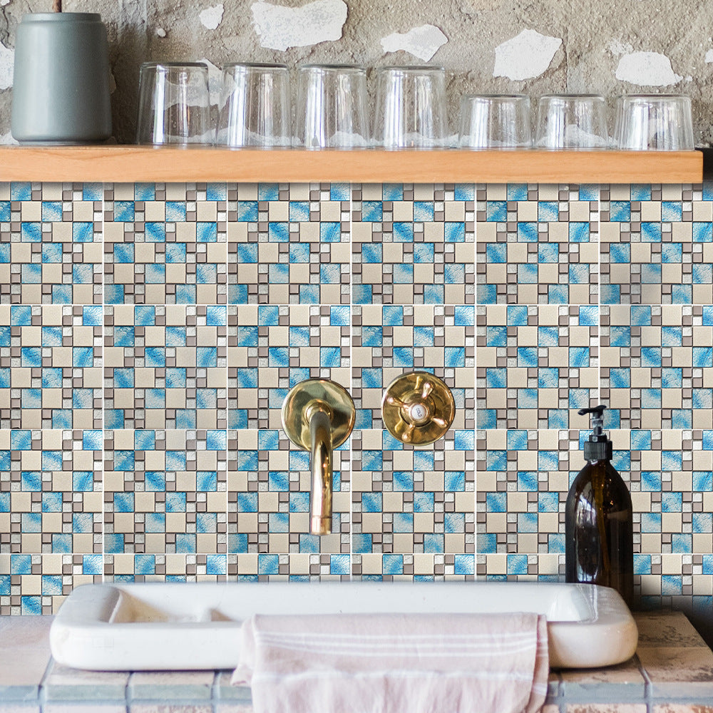 Miếng Dán Gạch Mosaic Họa Tiết Hoa Cổ Điển Bền Bỉ, Chống Nước, Thân Thiện Môi Trường Trang Trí Tường Cho Cải Tạo Bếp, Phòng Ngủ, Phòng Tắm