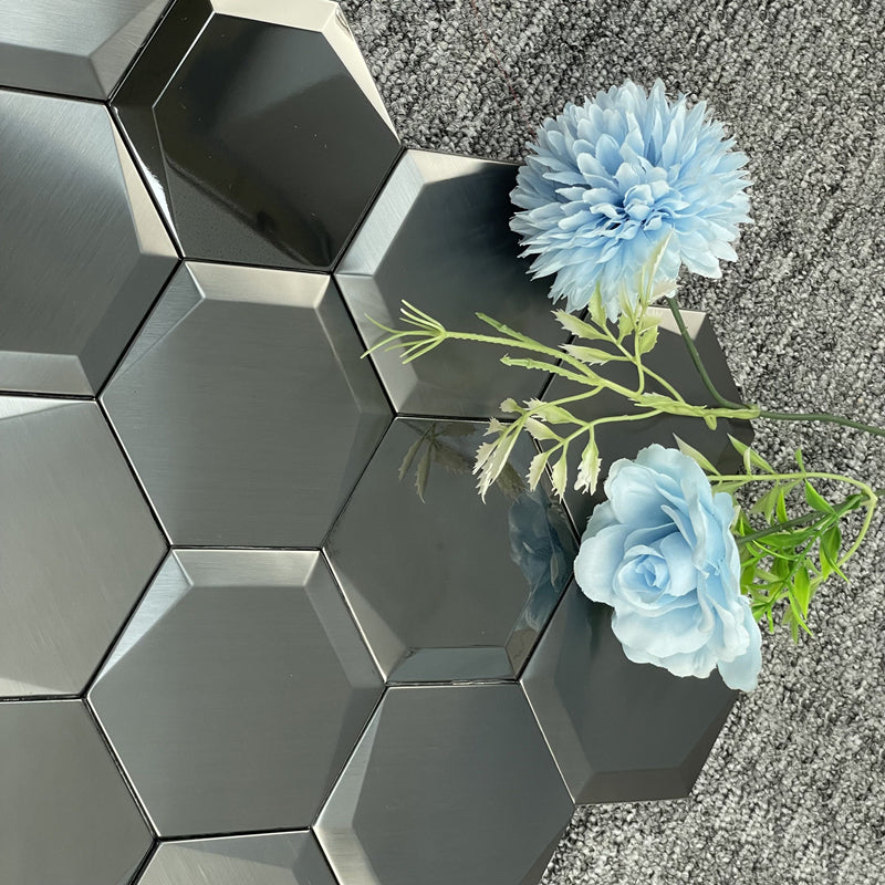 Thanh Mosaic Kim Loại Lục Giác Đen Hiện Đại Bóng Độ Dày 6mm Trang Trí Tường Nội Thất Trong Nhà Khách Sạn Sảnh Khách Sạn Biệt Thự Căn Hộ