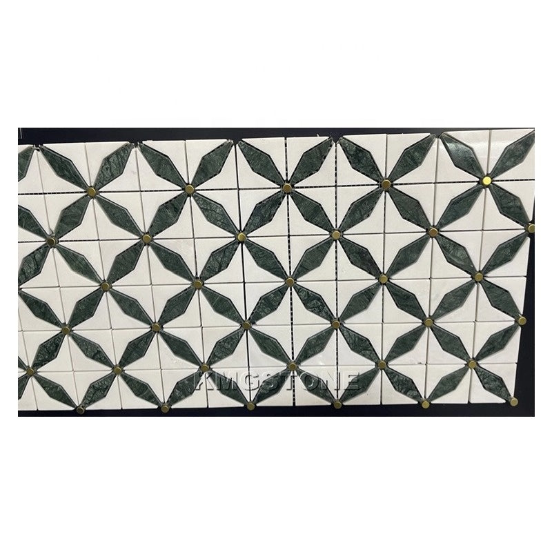 Gạch ốp tường/lát sàn mosaic đá tự nhiên họa tiết vuông đánh bóng cho nội thất khách sạn, biệt thự, căn hộ