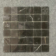 Gạch khảm vuông Nero Marquina Black Marble Maze hiện đại, đá tự nhiên mài bóng, dùng cho tường nội thất, sàn gỗ đánh bóng