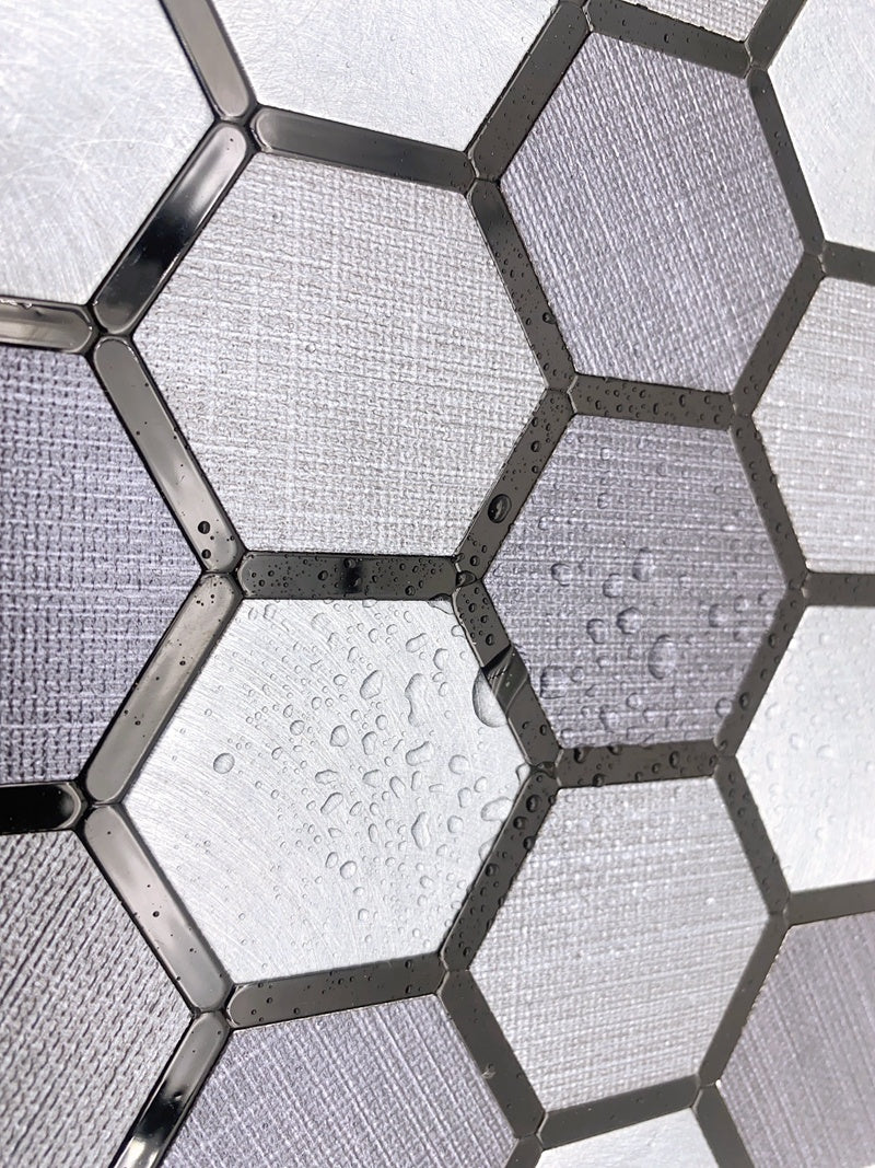 Bán buôn Gạch mosaic ốp tường đá tự dán hình lục giác kim loại pha màu
