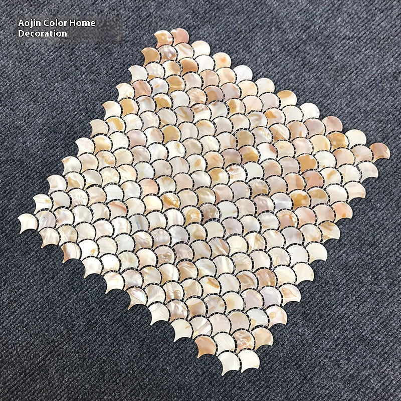 Gạch Mosaic Vỏ Sò Tự Nhiên Oshiva Ceramics Dạng Vảy Cá Thiết Kế Hiện Đại Chống Thấm Nước Bề Mặt Bóng Dùng Cho Tường Phòng Tắm Phòng Khách Tường Nền TV