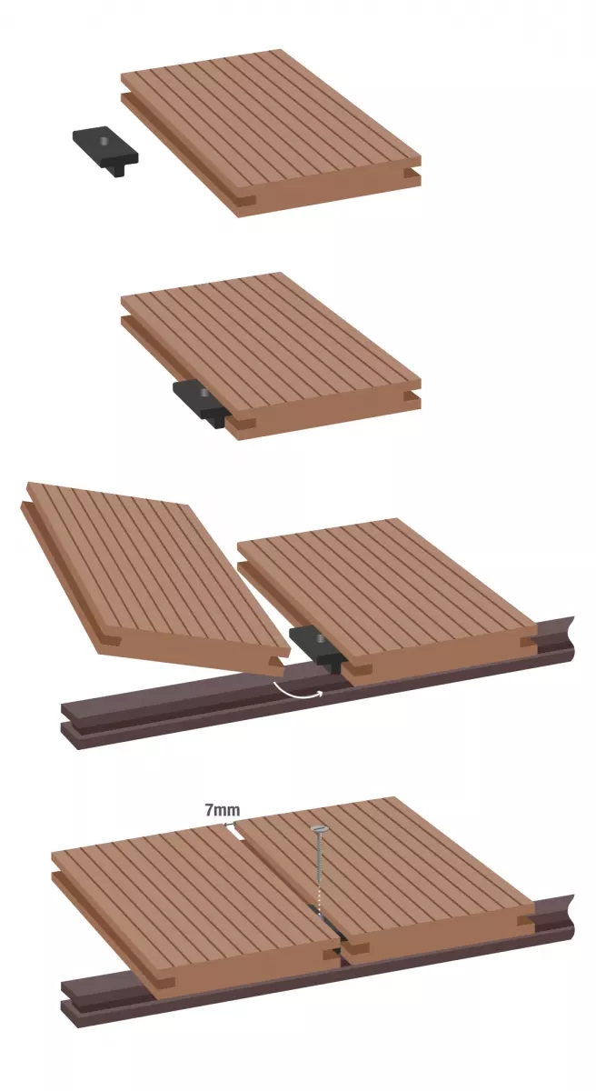 Tấm lát sàn ngoài trời WPC chống trơn trượt, chống thấm, 18mm, kiểu dáng vuông hiện đại