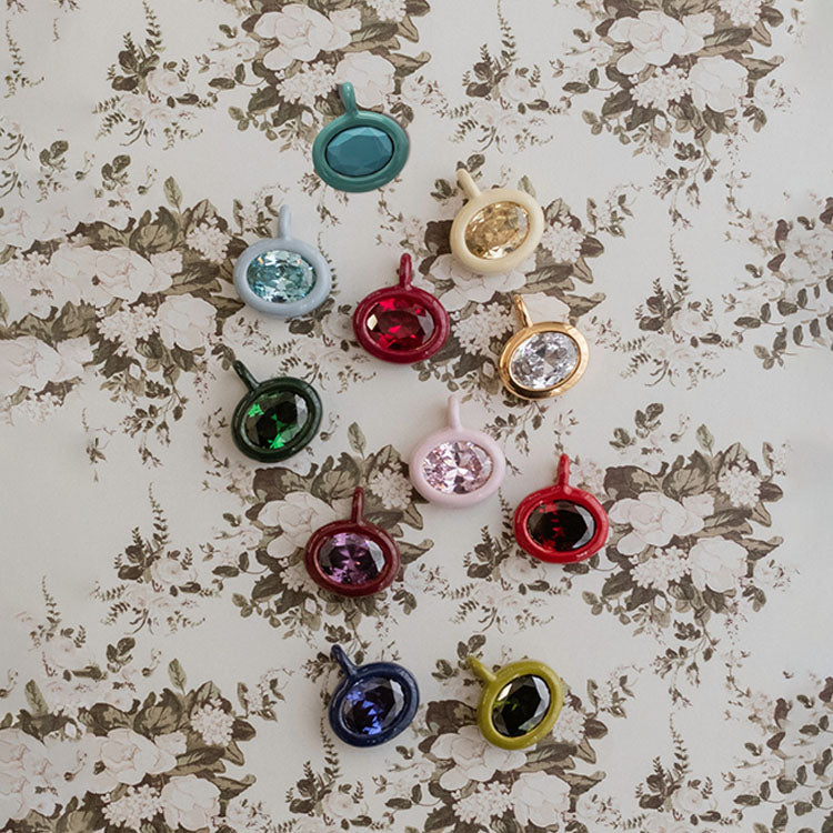 Dây chuyền Charm Dễ Thương Tôn Giáo Thời Trang Mạ Vàng, Mặt Ô-liu Tròn Đính Sapphire Hồng Hình Marquise