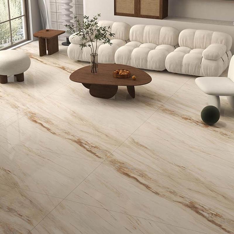 Gạch vân đá cẩm thạch đồng chất hiện đại sang trọng cho phòng khách 900x1800 chống trượt Vân Bụng Cá Vàng Cát Trắng Thiết kế Sang trọng nhẹ màu Gạch nung