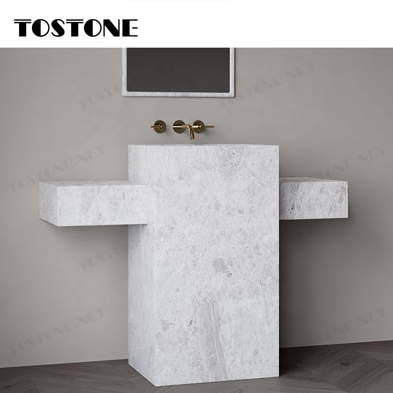 Mặt bàn trang điểm phòng tắm độc lập Tostone Đá cẩm thạch trắng Lorde tự nhiên bề mặt mài mờ chất lượng cao dùng để trang trí chậu rửa gia đình