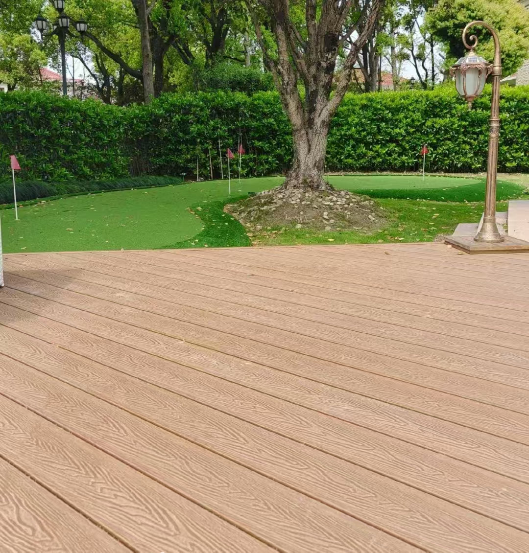 Tấm Lát Sàn Ngoài Trời WPC Đồng Đùn Chống Thấm Nước Vân Gỗ Có Lớp Phủ