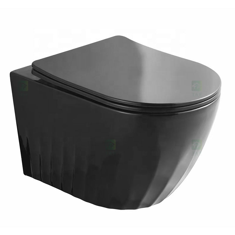 Bồn cầu treo tường không vành gốm sứ trắng đen mới