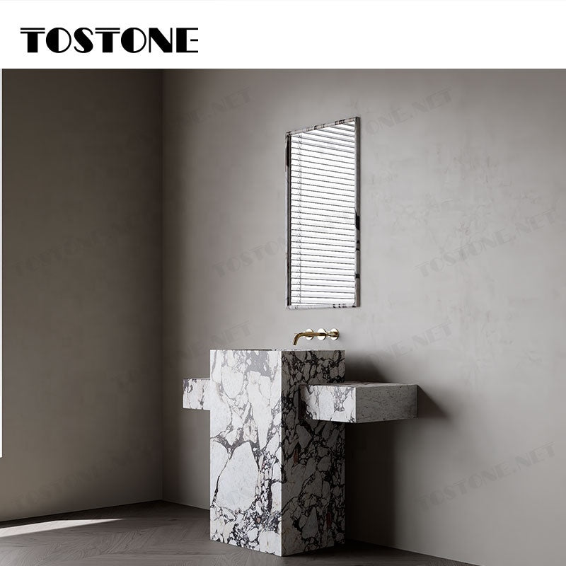 Tostone Đá Cẩm thạch Calacatta Viola Tự nhiên Bề mặt mài mờ Mặt bàn lavabo phòng tắm đứng độc lập dành cho chậu rửa mặt gia đình Tác phẩm nghệ thuật trang trí