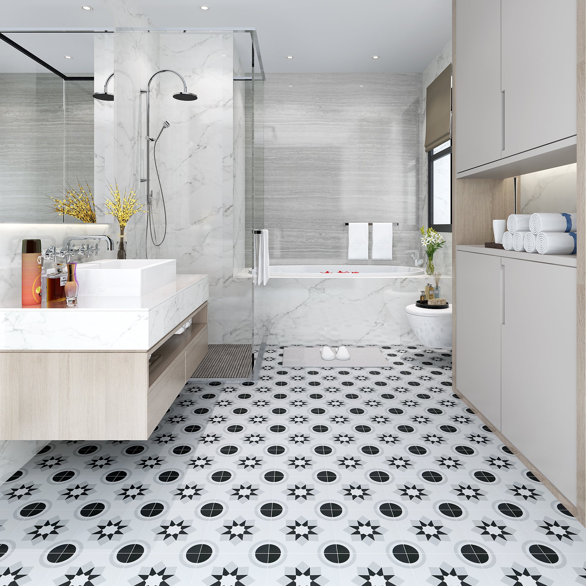 Bán Chạy Gạch Gốm Ốp Tường và Lát Sàn Thủ Công Thiết Kế Đơn Ma-rốc 200x200 Mờ Chống Trượt Trang Trí Nhà Cửa