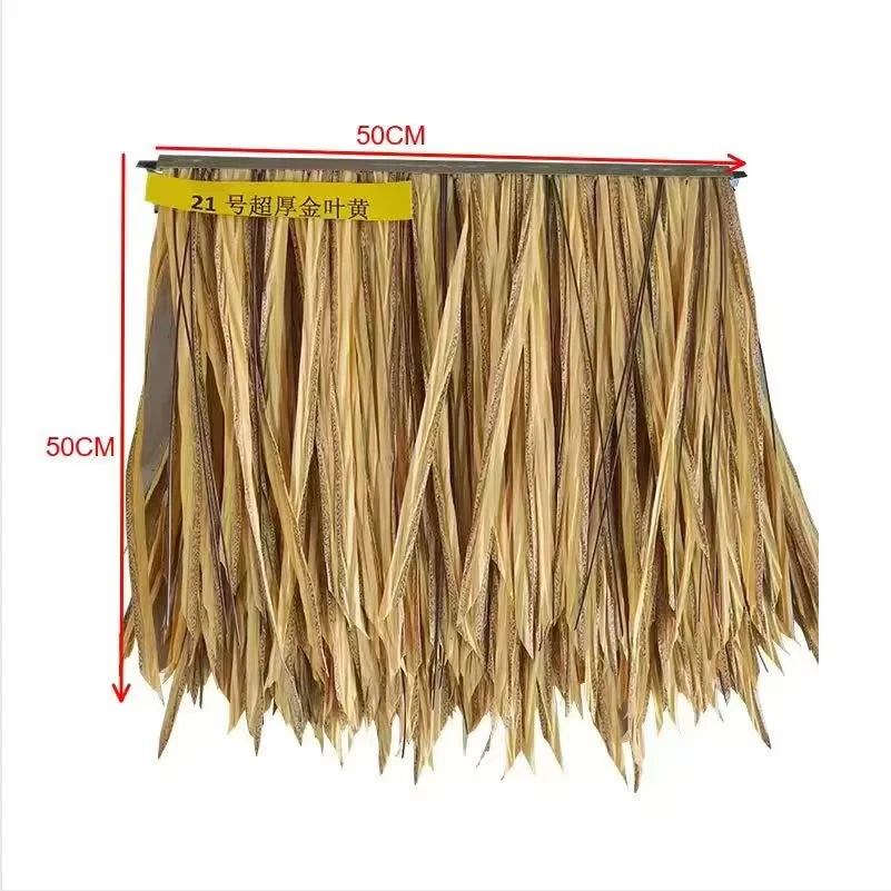 China Eco Friendly Extrusion Plastic Fireproof Artificial Synthetic Straw Thatch Roof Tiles for Villa Decorate
