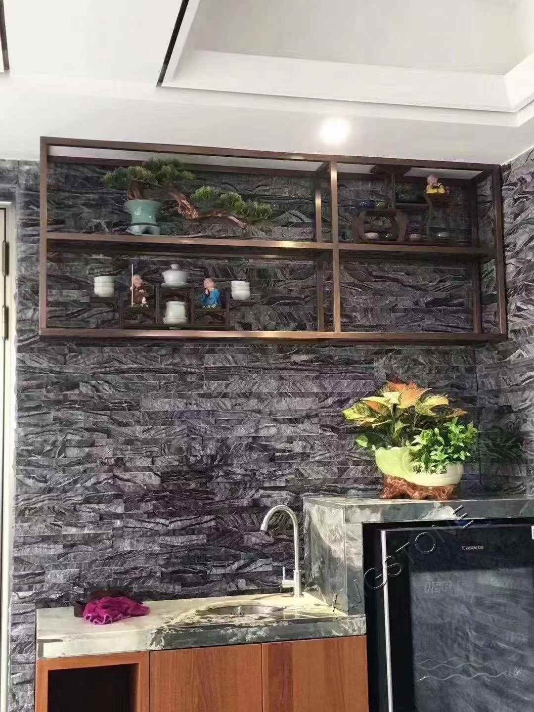 Tấm ốp tường đá Quartzit đen băng hà tự nhiên dùng cho xây dựng ngoại thất nhà ở, cao cấp, bền bỉ, thiết kế hiện đại