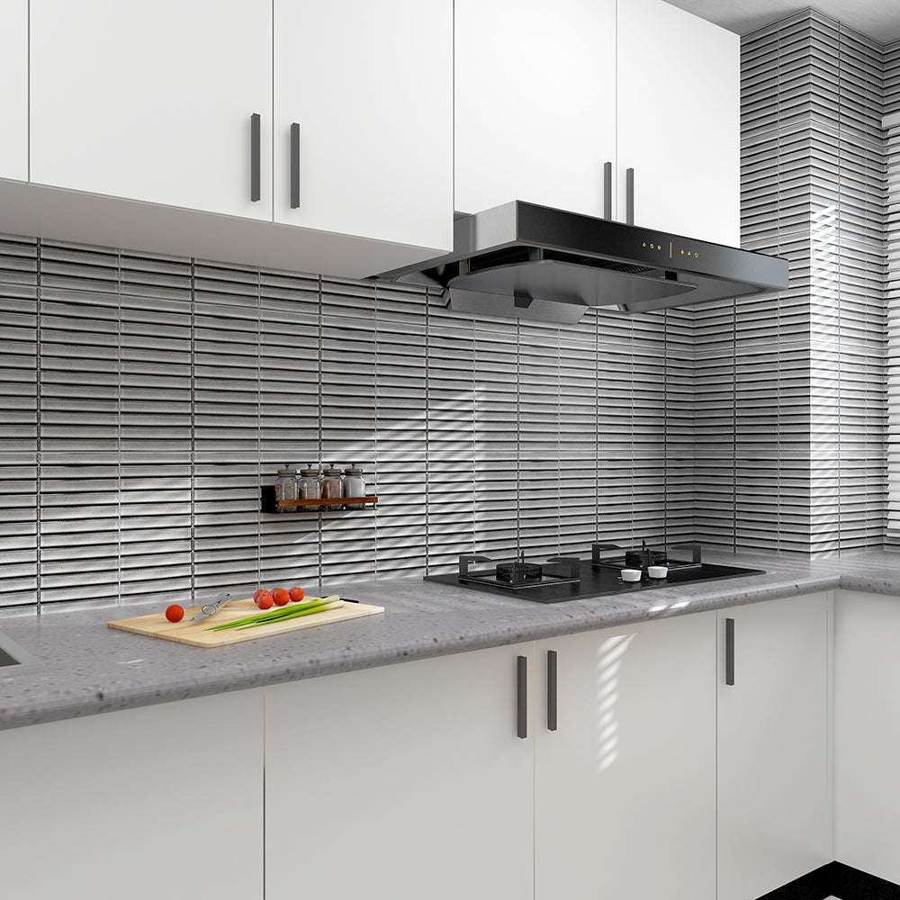 Gạch Mosaic China Kitchen Màu Xám Cho Sàn và Tường Bếp