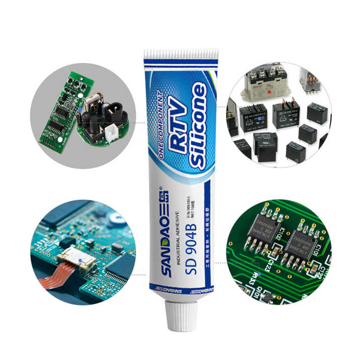Ống nhỏ Keo dán silicone RTV màu đen khô nhanh, chống thấm nước ở nhiệt độ cao, linh kiện điện tử được niêm phong bằng Silica Gel