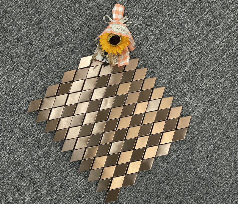 Gạch ốp tường mosaic gốm và kim loại vàng hồng kim cương 3D sang trọng