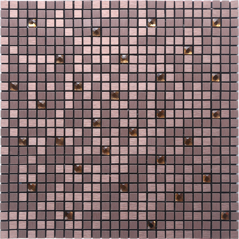 Gạch Mosaic Nhôm Trang Trí Tường Bóc Dán, Tấm Ốp Lưng Gạch Đá, Bề Mặt Nhôm Xước, Gạch Mosaic Kim Loại Chống Ẩm