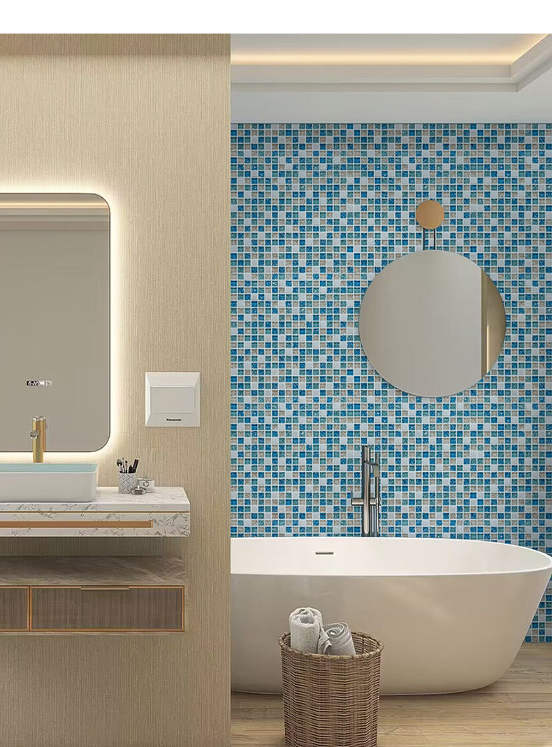 Gạch Mosaic Hồ Bơi Hình Vuông Nhiều Màu, Trang Trí Tường Bếp Khách Sạn Hiện Đại, Thiết Kế Mosaic Với Hiệu Ứng Rạn Băng