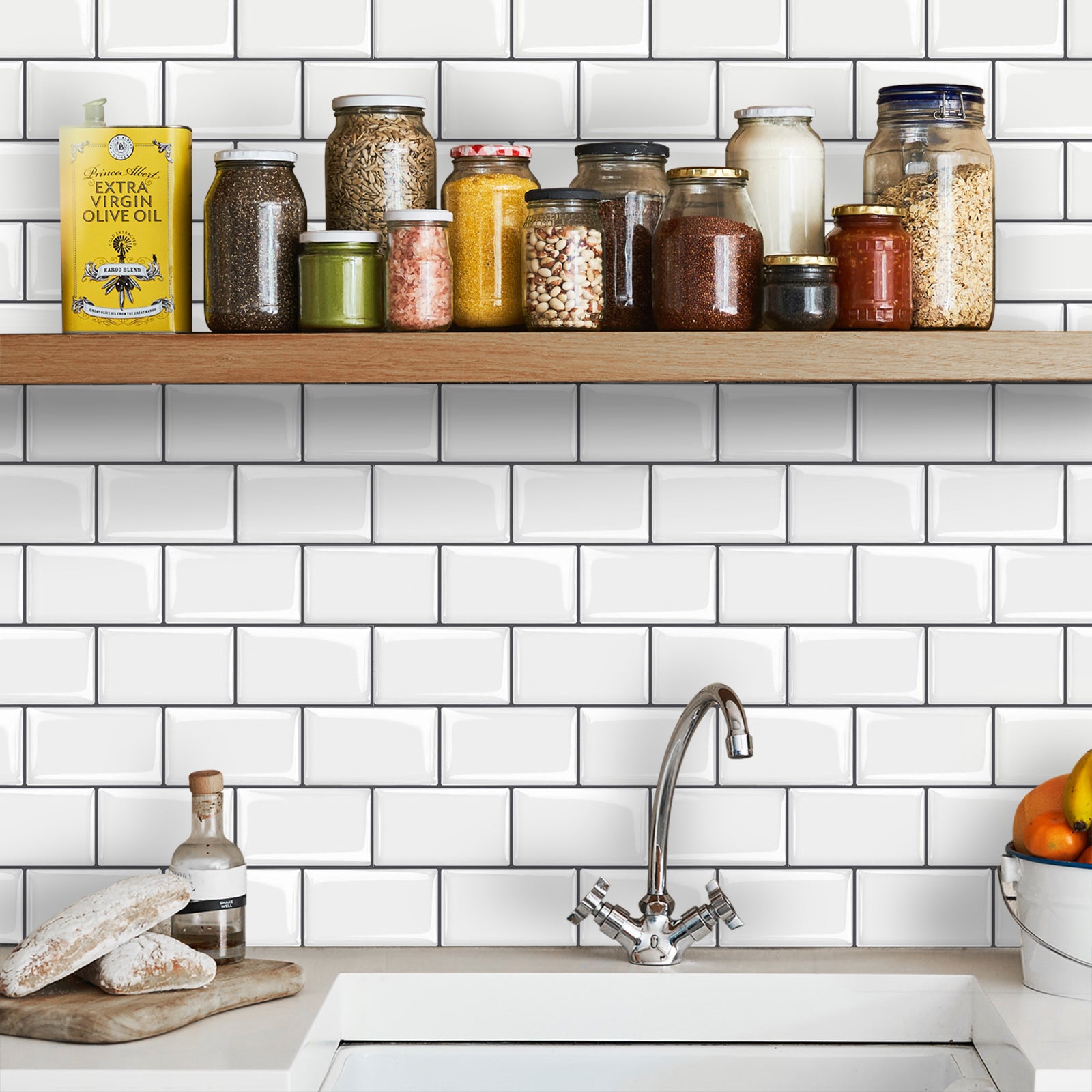 Gạch dán tường mosaic ốp bếp nâng cấp, tự dính 12x12 inch cho bếp và phòng tắm