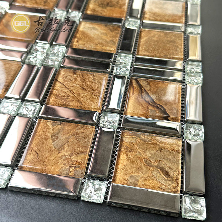 Gạch Mosaic Thủy Tinh Tông Màu Đất & Kim Loại Sang Trọng Dùng Trang Trí Tường Nội Ngoại Thất Và Cho Hồ Bơi Trong Nhà