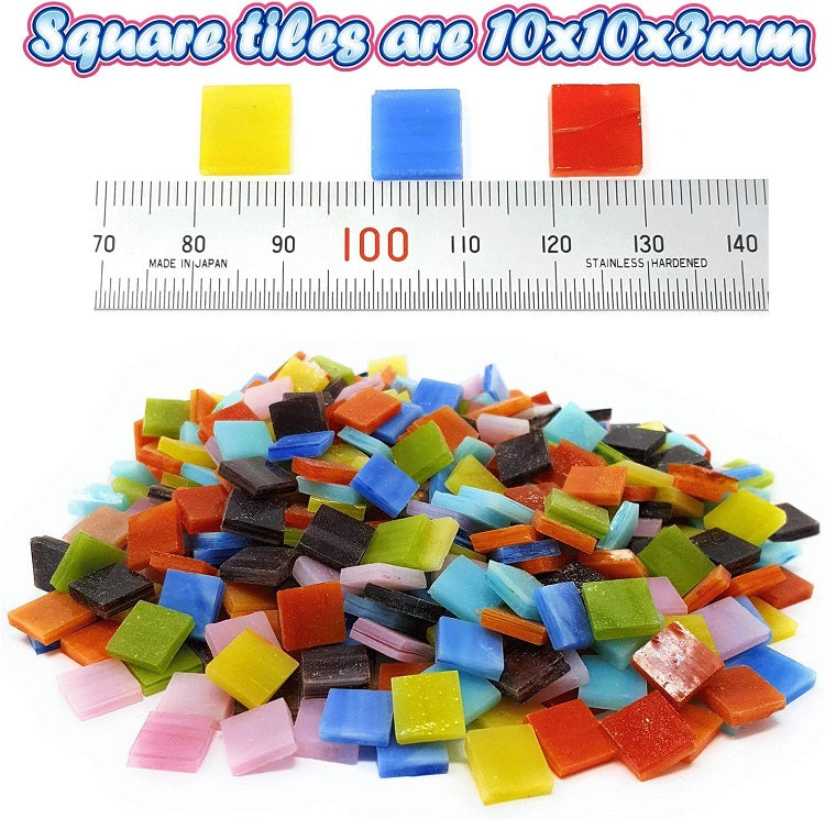 WANDIOR 10x10mm Gạch Mosaic Kính Màu Trang Trí Đa Sắc Hình Vuông Nhỏ cho Thủ Công DIY