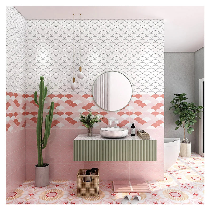 Gạch Sứ Ốp Tường Dạng Thanh Lồi Lõm 300x600, Bề Mặt Bóng, Họa Tiết Vảy Cá, Tráng Men Đánh Bóng Toàn Phần, Cá Tính Sắc Màu