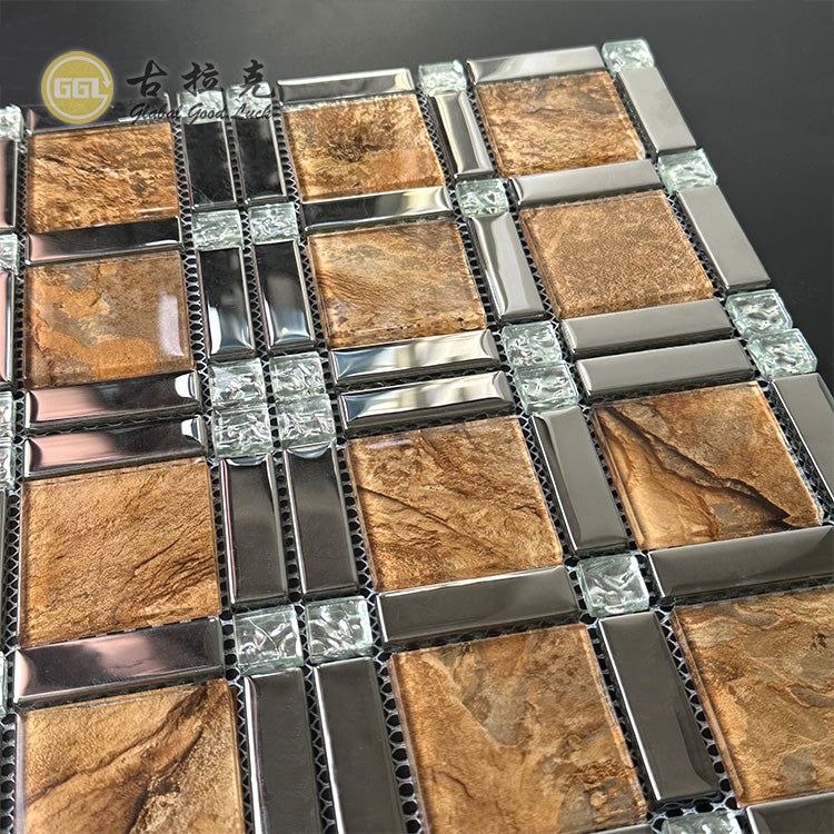 Gạch Mosaic Thủy Tinh Tông Màu Đất & Kim Loại Sang Trọng Dùng Trang Trí Tường Nội Ngoại Thất Và Cho Hồ Bơi Trong Nhà