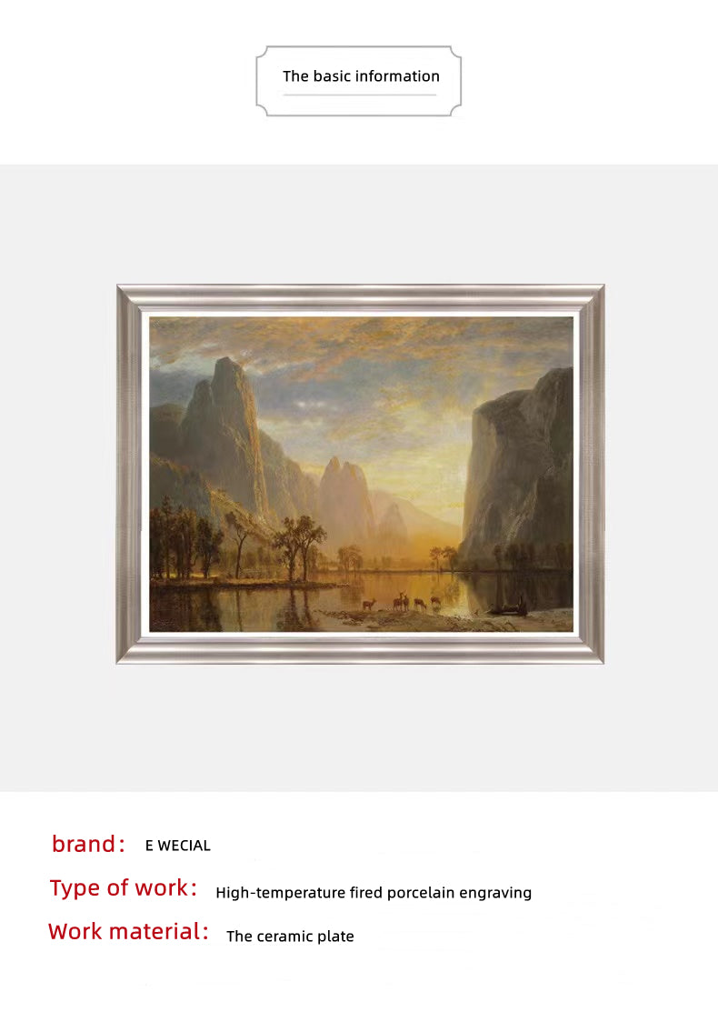 E WECIAL Gạch ốp tường nền Tranh trang trí Châu Âu Tranh phong cảnh sơn dầu Tranh đĩa sứ Tranh tường gốm sứ