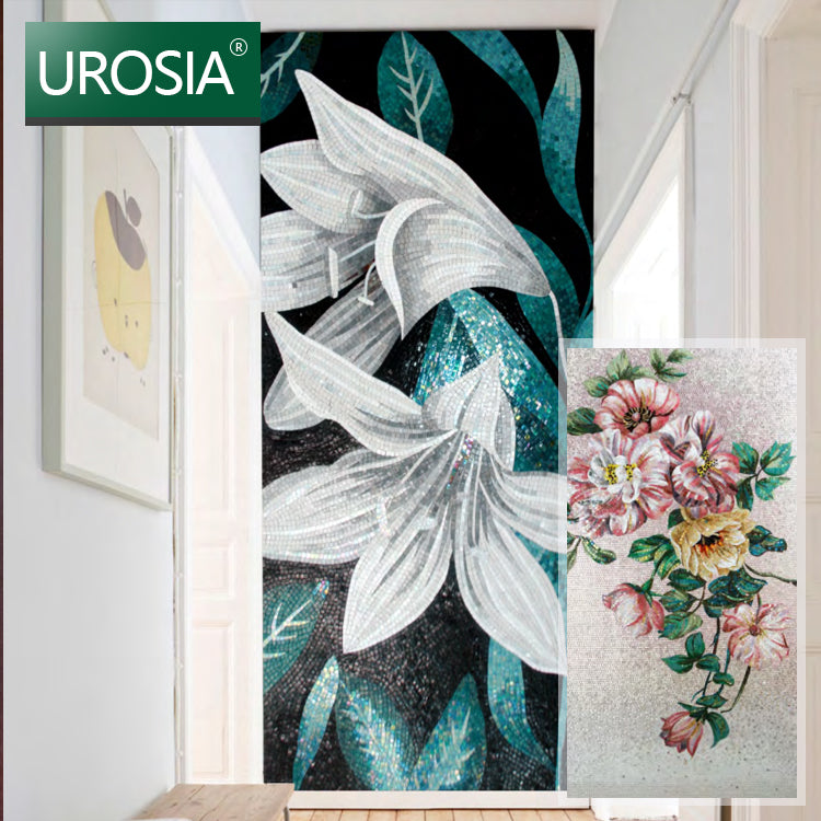 Tranh Tường Gạch Mosaic Nghệ Thuật Họa Tiết Hoa Hình Huy Chương Dành Cho Các Dự Án Khách Sạn Và Spa