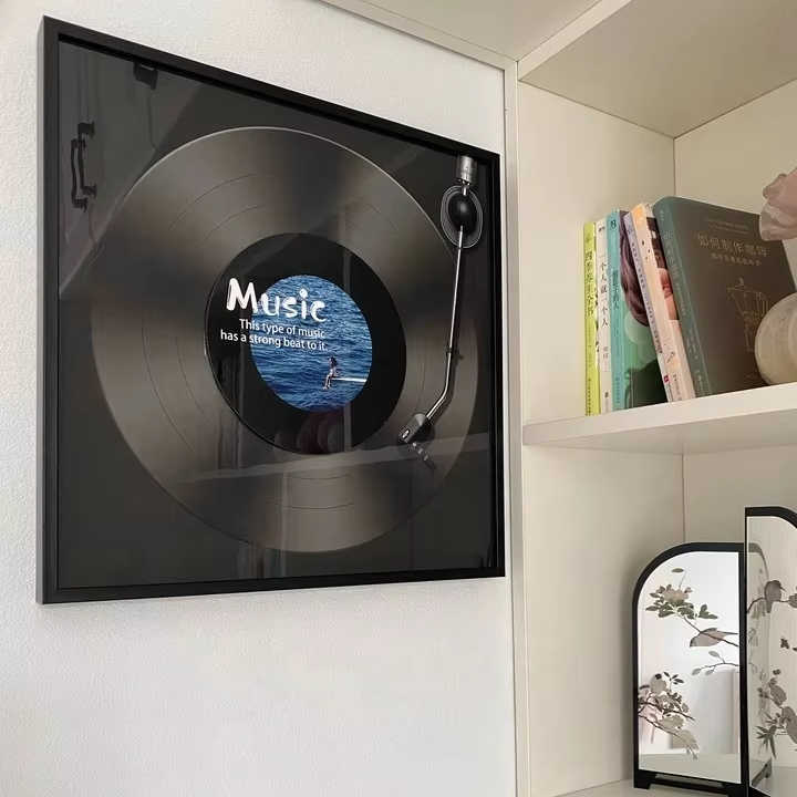 JZModern Decor Đĩa than Nfc Nghệ thuật treo tường Hình ảnh In UV Đĩa CD Áp phích Nghệ thuật Pha lê Sứ Trừu tượng Tranh đèn LED
