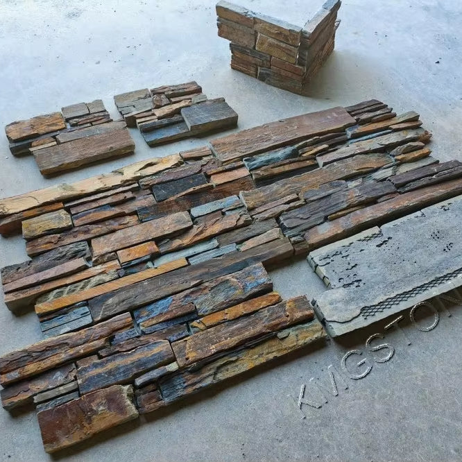 Đá khối ốp Quartzite tự nhiên, vân thạch anh Nâu Gỉ Sét Hiện Đại, bề mặt chẻ