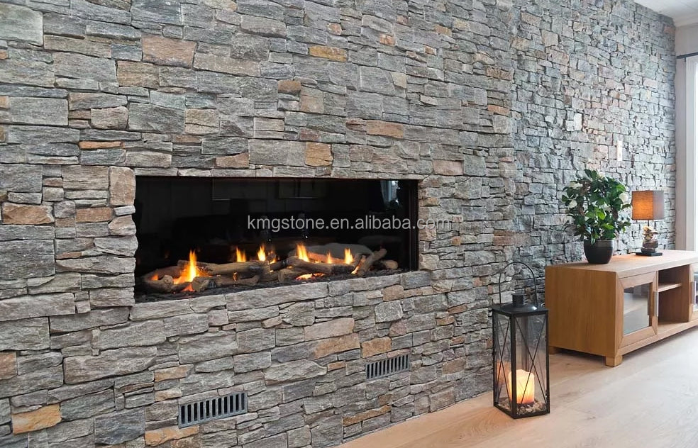 Đá ốp tự nhiên Trung Quốc Thạch anh xanh thiết kế công nghiệp mộc mạc cho ngoại thất, gạch khối chẻ đá vôi