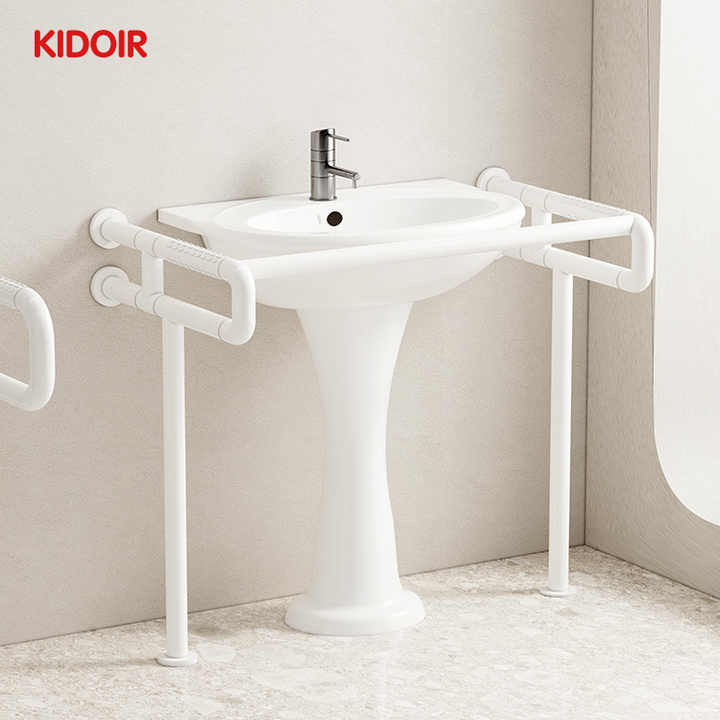 Tay vịn phòng tắm cho người già bệnh viện trắng bằng thép không gỉ cổ điển treo tường gắn sàn cho bệnh nhân