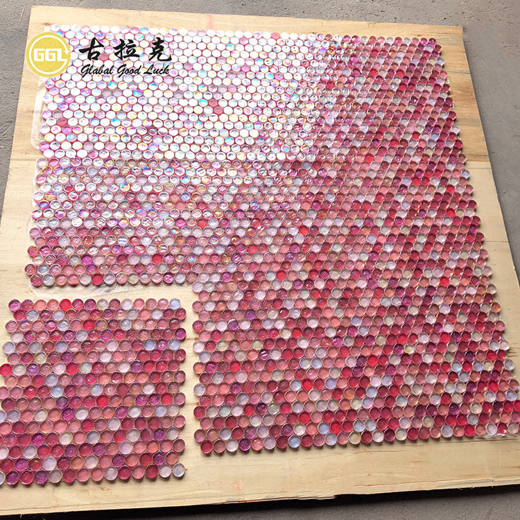 Gạch ốp tường bóng Goodluck Mosaic Kính Hồng thiết kế sang trọng