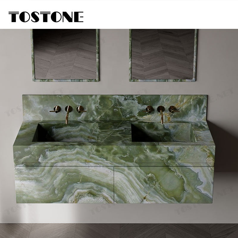 Tostone Mặt bàn lavabo phòng tắm gắn tường màu xanh tự nhiên, sang trọng tinh tế