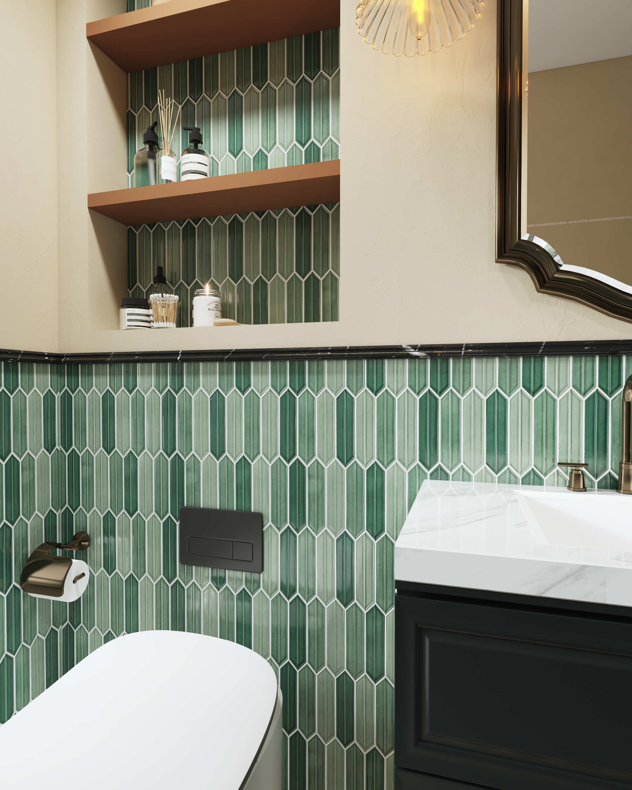 Gạch mosaic ốp tường ceramic xanh lam cho tường bếp khách sạn, gạch lát sàn vitrified tráng men giá sỉ rẻ, phong cách mộc mạc.