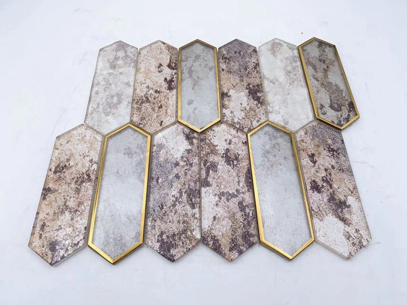 Gạch Mosaic Kính Hình Vuông Họa Tiết Vân Đá Cẩm Thạch In Phun 3D Trang Trí Tường Nội Thất