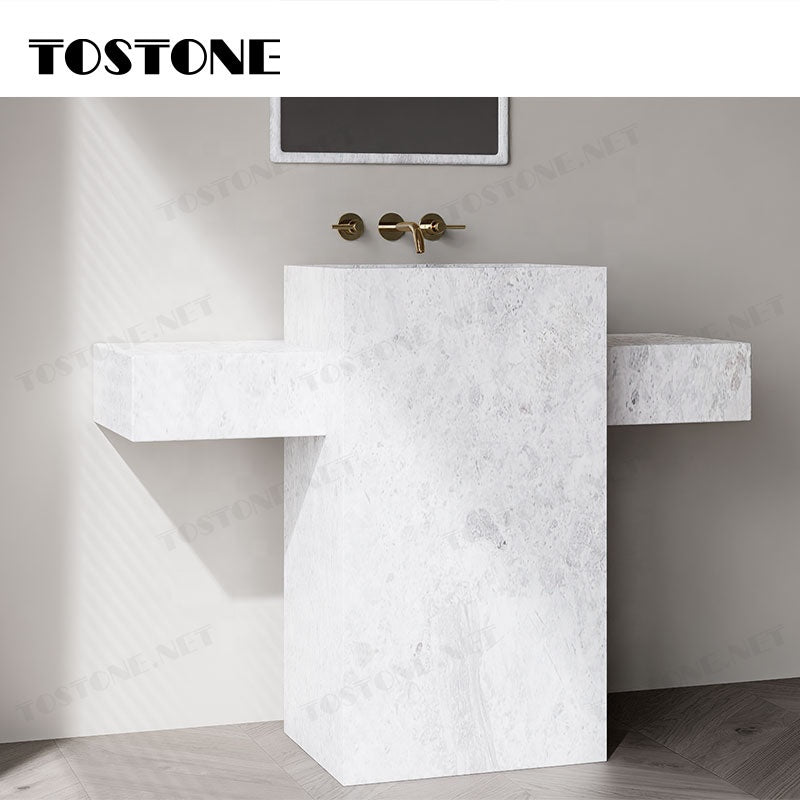 Tostone Mặt Bàn Lavabo Phòng Tắm Đứng Độc Lập Bề Mặt Mài Mờ Đá Cẩm Thạch Trắng Lorde Tự Nhiên Thời Trang Dùng Để Trang Trí Chậu Rửa Mặt Gia Đình