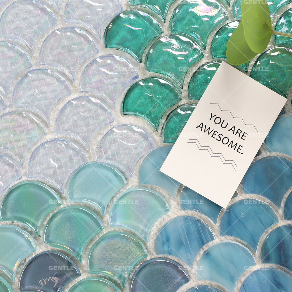 Gạch Ốp Tường Nội Thất Mosaic Xanh Óng Ánh Trang Trí Bếp Phòng Tắm Dự Án Khách Sạn