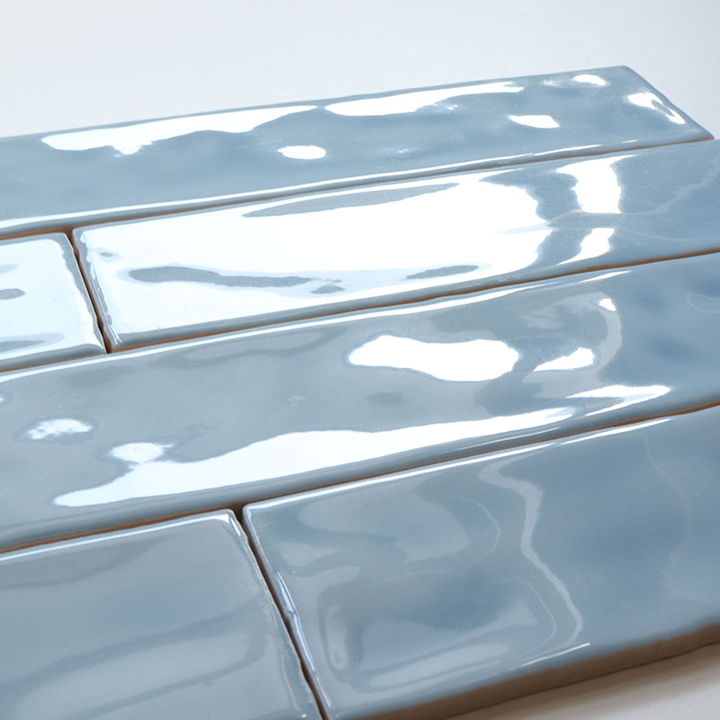 Gạch ốp tường ceramic bóng, kiểu lượn sóng không đều, màu xanh đại dương, dùng cho phòng tắm và nhà bếp