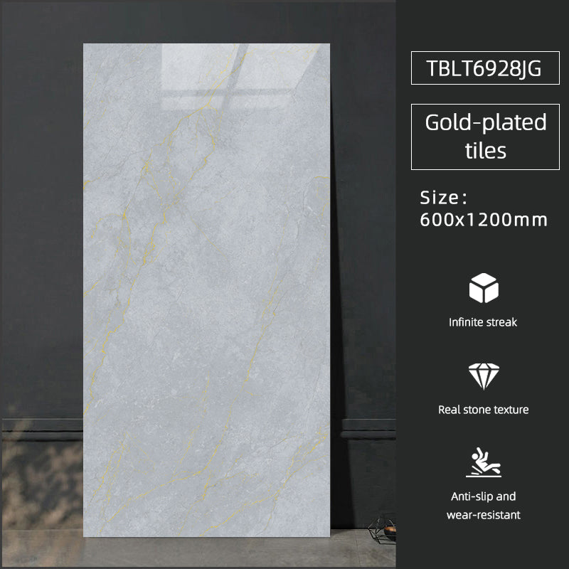 Gạch Porcelain tráng men bóng vân đá chất lượng cao cấp 600x1200mm, dày 10mm, dùng cho sàn bếp, khách sạn, gia đình.