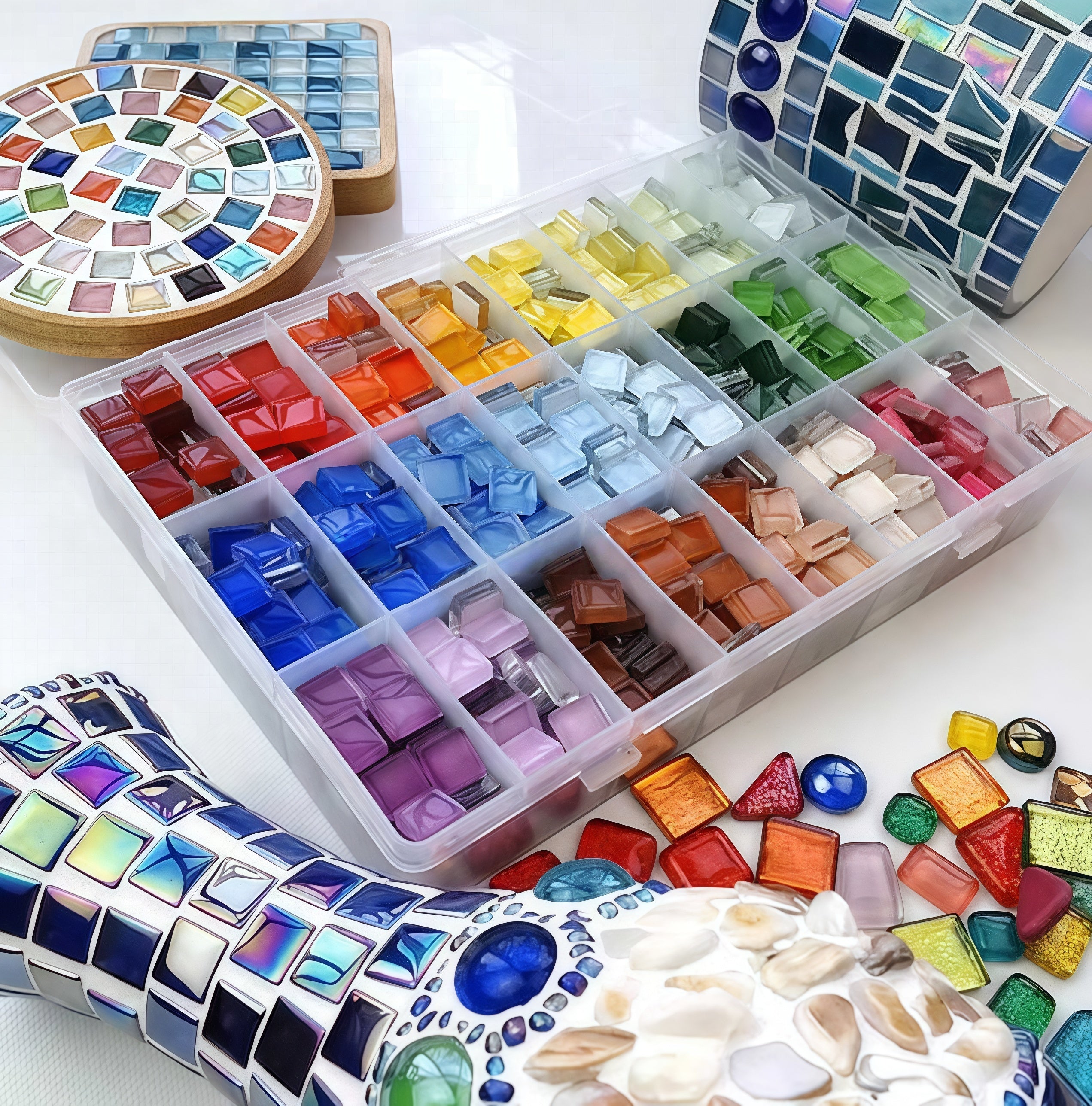 Gạch Đá Hạt Mosaic Bóng Cao Họa Tiết Ô Vuông